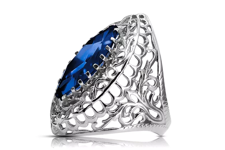 Стерлинговое серебро 925 пробы Сапфир Кольцо Винтаж украшения vrc090s